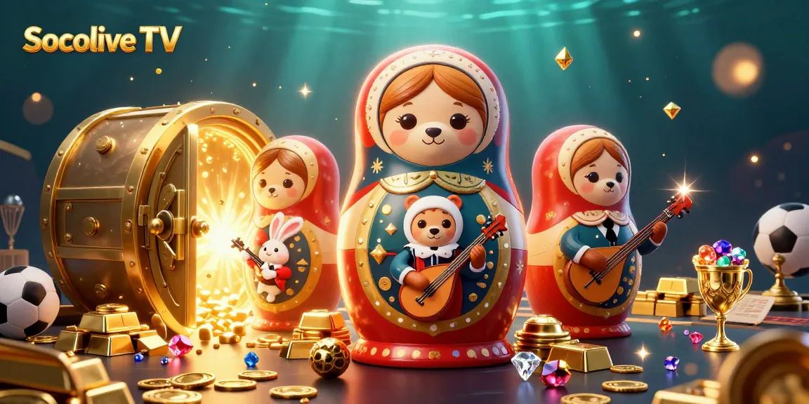 Engage with Socolive TV's premier sports betting action amidst a vibrant 3D scene of animated characters and casino treasures.