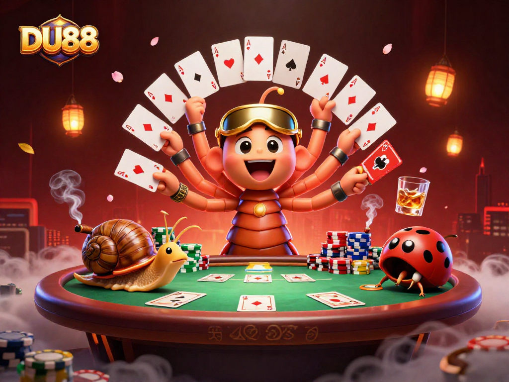 Win at DU88 with exciting poker action featuring a dynamic dealer and high-roller scene.