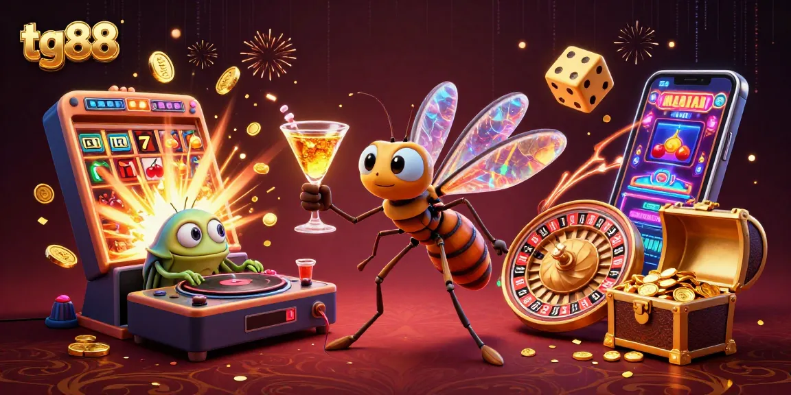 Experience exciting wins at tg88 with a vibrant 3D illustration showcasing casino elements and characters.