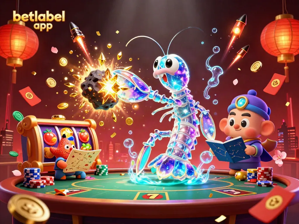 Win big with the betlabel app in this vibrant 3D illustration of casinos and gaming elements.