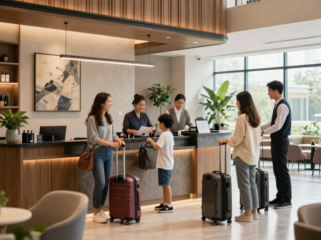 Family welcoming experience at rokok 88 hotel lobby