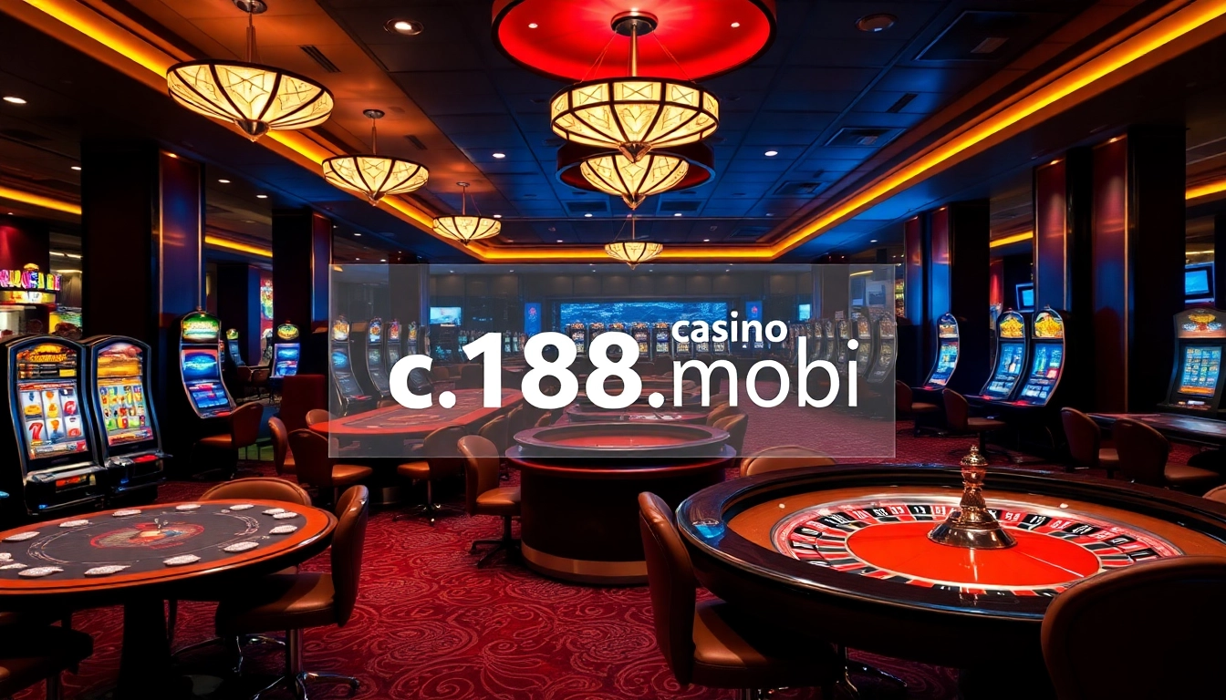 C168 mobi showcases an exciting casino scene with vibrant slot machines and gaming tables.